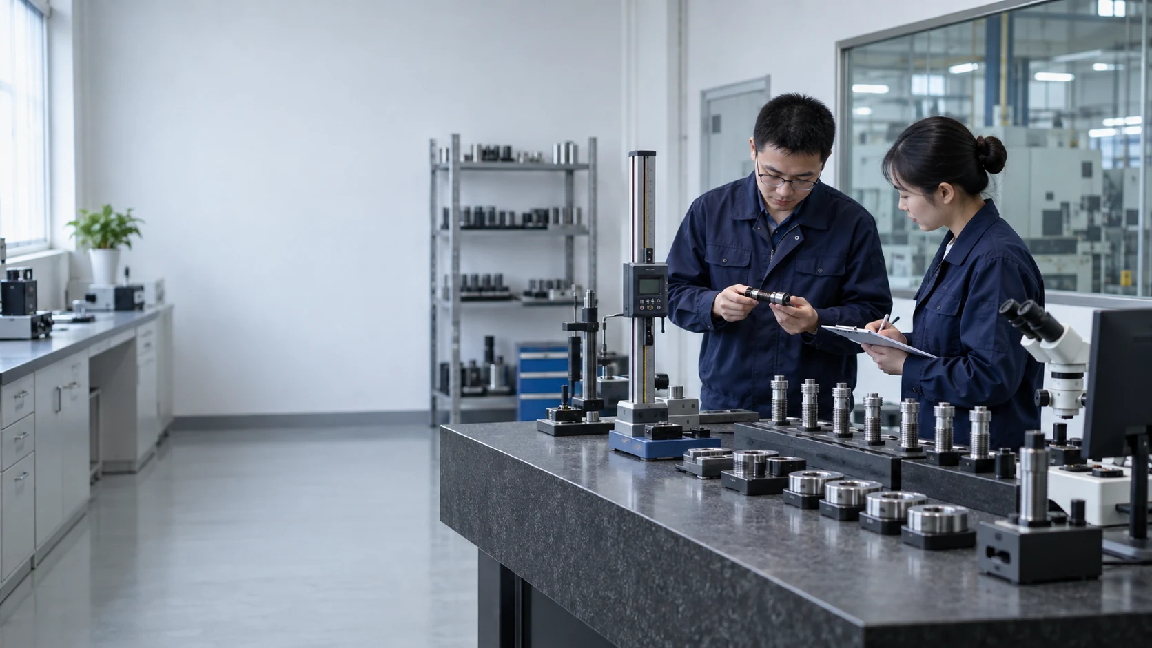 generated illustration of a gauge inspection team